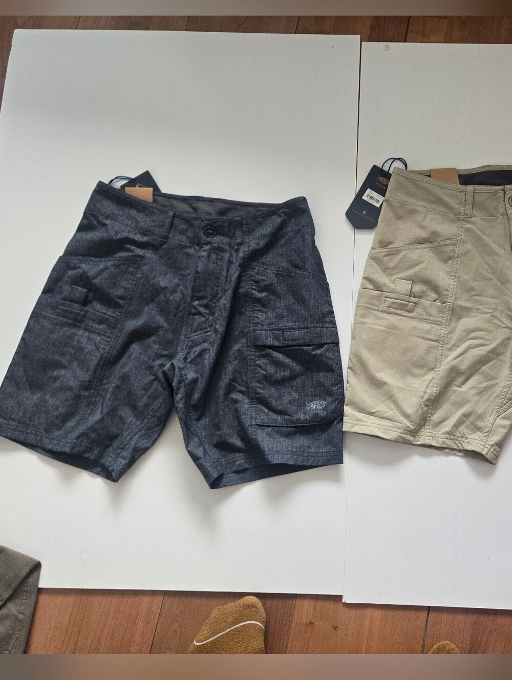 AFTCO Charcoal Black Cargo Fishing Shorts
